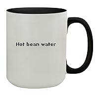 Hot Bean Water - 15oz Ceramic Colored Inside & Handle Coffee Mug, Black