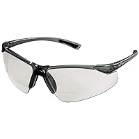 Scratch-Resistant Protective Safety Glasses, Bifocal -2.50 Reader Clear Lens, Black Frame, S74204