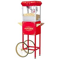 Popcorn Machine with Cart – 6oz Popper with Stainless-steel Kettle, Heated Warming Deck, and Old Maids Drawer by Great Northern Popcorn Company (Red)