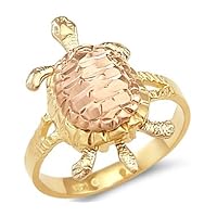 Sonia Jewels 14k Yellow White Rose Tri Color Gold Ladies Turtle Ring