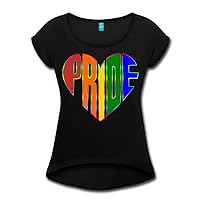 Gay Pride LGBTQ Women's Roll Cuff Heart T-Shirt