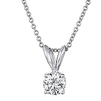 The Diamond Channel 0.25-1.00 Lab Diamond 925 Sterling Silver Diamond Necklace for Women, Solitiare Diamond Pendant with a 16