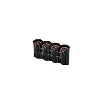 by Powerpax Slimline C Battery Storage Caddy, Black, Holds 4 Batteries (Not Included)