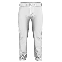Alleson Athletic Crush Men's Baseball Pant with Braid. Breathable Pants with Dura-Stretch Fabric for All-Day Wear. Color Baseball Pants with Belt Loop (Style 655WLP), White