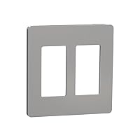 Square D by Schneider Electric Square D X Series Standard Size Screwless Wall Plate for Outlet and Light Switch, 2 Gang, Matte Gray