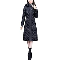 Women Cotton-Padded Light Down Coat Autumn Winter Long Jacket Female Detachable Hooded Parker Overcoat