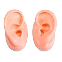 Soft Silicone Ear Model Artificial Imitation Real Ear Mold Flexible for Jewelry Earring Display Impression Taking Practice (Beige)