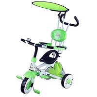 Fold Children Tricycle, Kids Tricycle with safety bar and back pushbar, 4 in 1 Portable Kids Bike, approve SGS text