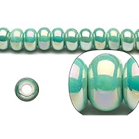 Porcelain Beads Roundel Turquoise Glassy Surface 16x10mm 23pcs
