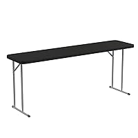 Flash Furniture Kathryn 6' Plastic Folding Training and Event Table, Rectangular Folding Training Table with 220-lb. Static Weight Capacity, Black