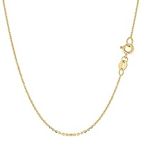 14k SOLID Yellow or White or Rose/Pink Gold 1.1mm Shiny Diamond Cut Cable Link Chain Necklace for Pendants and Charms with Spring-Ring Clasp (13