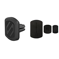 Scosche MAGVM2 MagicMount Magnetic Vent Mount for Vehicles & MAGRKI MagicMount Magnetic Mount Replacement Plate Kit for Mobile Devices - Black