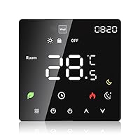 Room Thermostat,Smart Thermostat for Home Touchscreen Voice Control Programmable Temperature Control IP20 Protection Auto/Manual Mode Digital Thermostat for 16A Electric Underfloor Heating