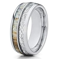 Deer Antler Wedding Ring,Tungsten Wedding Band,Meteorite Wedding Ring,Tungsten Wedding Band,Engagement Ring,Comfort Fit