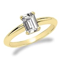 1 Carat Laser Inscribed IGI Certified Emerald Cut Lab Grown Diamond 14K Solitaire Engagement Ring (G-H Color, VS2)
