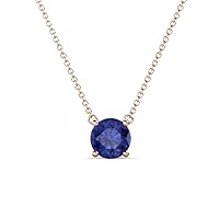 Iolite 1 1/6 ctw Womens Solitaire Pendant Necklace 14K Gold Included 16 Inches Gold Chain.