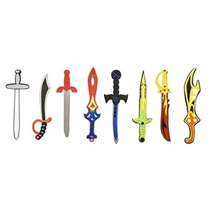 Assorted Foam Toy Swords for Children with Different Designs Including Ninja, Pirate, Warrior, and Viking (8 Pack)