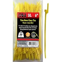5-9588 6-Inch Tear Away Cable Ties, Light Duty, Yellow, 50-Pack