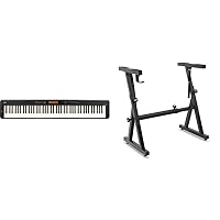 Casio 88-Key Digital Piano (CDP-S360) Black + Pyle Heavy Duty Folding Keyboard Stand