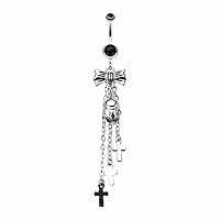 Bow-Tie Skull Cross WildKlass Belly Button Ring