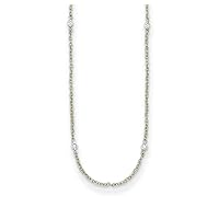 18k Two tone Gold Diamond Stations Necklace 20 Inch Measures 2.7mm Wide Jewelry for Women