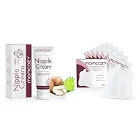 Momcozy 100% Natural Nipple Cream & Momcozy Soothing Gel Pads for Sore Nipples, 12 PCS