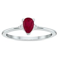 Women's Ruby and Diamond Classic Band in 10K White Gold