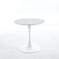 Round Dining Table MDF Table Top Pedestal Base Easy Assembly End Table Leisure Coffee Table Office Small Space 31.49 x 31.49 x 28.74in White One Size