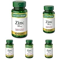 Nature's Bounty Zinc (Zinc Gluconate) 50 mg, 100 Caplets (Pack of 5)