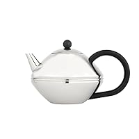 Ceylon Double Walled Teapot, 1.4-Liter, Stainless Steel Glossy Finish with Nature Black Accents
