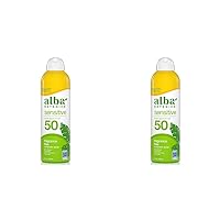 Alba Botanica Sensitive Sunscreen Spray for Face and Body, Fragrance-Free, Broad Spectrum SPF 50, Water Resistant, 5 fl. oz. Bottle (Pack of 2)