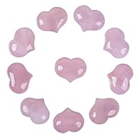 Natural Rose Quartz Gemstone Healing Crystal 1 inch Mini Puffy Heart Pocket Stone Iron Gift Box (Pack of 10)