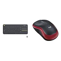 Logitech K400 Plus Wireless Touch TV Keyboard With Easy Media Control and Built-in Touchpad & M185 Wireless Mouse, 2.4GHz with USB Mini Receiver, 12-Month Battery Life