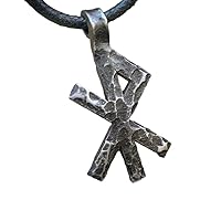 Medieval Iron Love Rune hand Forged Nordic Flat Pendant Pendant Celtic Jewelry