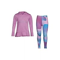 adidas Girls Curved Front Hooded Mélange Shirt Top & Tight Set