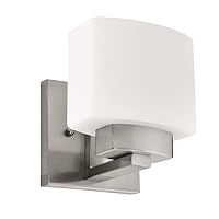 Design House 577981 Dove Creek Wall Light Sconce with Frosted Glass for Hallway, Bathroom, Foyer, Bedroom, Satin Nickel