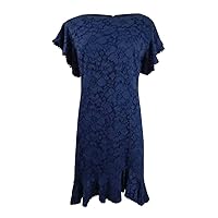 Vince Camuto Women's Lace Flounce Hem Dress Blue Size 10