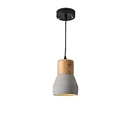 Retro Industrial Ceiling Pendant Light Creative Single Head Wood Cement Lampshade Hanging Lamp E27 Restaurant Bar Studio Club Decorative Lighting Fixture Flush Mount Light (Color : Gray)