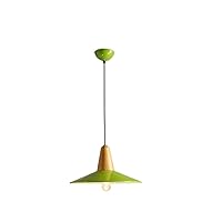 Simple Modern Metal Ceiling Lamp with Wooden Top, Colorful, for Restaurant, Chandelier, for Dining Room, Kitchen, Cafe, Bar, Living Room, Base E27 Lighting Device