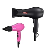 Travel Mini Hair Dryer Ceramic Ionic 1000 Watts Blow Dryer for RV Lightweight 2 Speed Settings with a Concentrator, Black