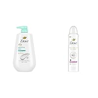 Dove Body Wash with Pump and Antiperspirant Deodorant Spray Bundle - 30.6 oz Sensitive Skin Cleanser and 3.8 oz Clear Finish 72hr Odor Protection