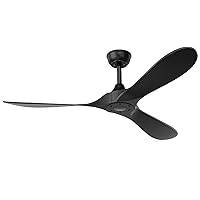 Black Ceiling Fan, Modern Ceiling Fans with Remote, Indoor/Outdoor Ceiling Fans for Patios Farmhouse Bedroom, 52