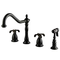 Kingston Brass KS1795TXBS French Country Widespread Kitchen Faucet, Oil Rubbed Bronze, 12.38 x 8.56 x 2