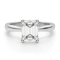 Moissanite Engagement Rings, 1.0 CT, 925 Sterling Silver, 18K White Gold, VVS1, Emerald Cut, Wedding Jewelry for Her