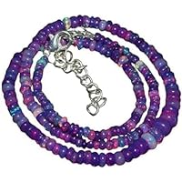 AAA+ Quality Natural Ethiopian purple Fire Opal Necklace, Smooth 3-5MM Size Beads Necklace, Women's Jewelry, Welo Opal Beaded Necklace 18'' Long Necklace for Beloved