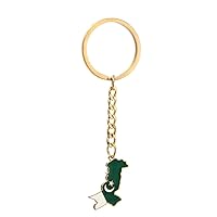 Stainless Steel Pakistan Map Keychain Gold Silver Color Pakistani Jewelry