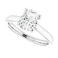 925 Silver, 10K/14K/18K Solid Gold Moissanite Engagement Ring,1.0 CT Oval Cut Handmade Solitaire Ring, Diamond Wedding Ring for Women/Her Anniversary Ring, Birthday Ring,VVS1 Colorless Gift