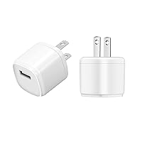 2-Pack USB Wall Charger Plug,5V/1A Charger Block Cube Compatible with iPhone,iPod,Watch,Headset(2 Pack)