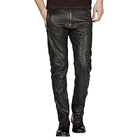Leather Trens Lambskin Leather Men's Atheletic Black Color Casual, Party Leather Pant LTP78