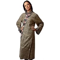 Lead Blue and Gray Reversible Long Jacket from Ranthambhore with Pr